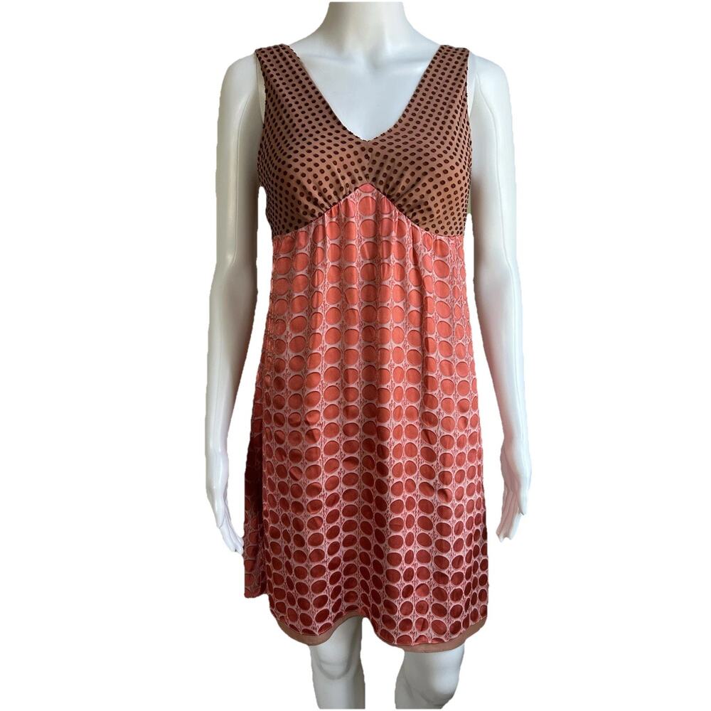 Express Silk Blend Babydoll Dress Womens 2 Y2K Polka Dot Empire Waist Mini Slip